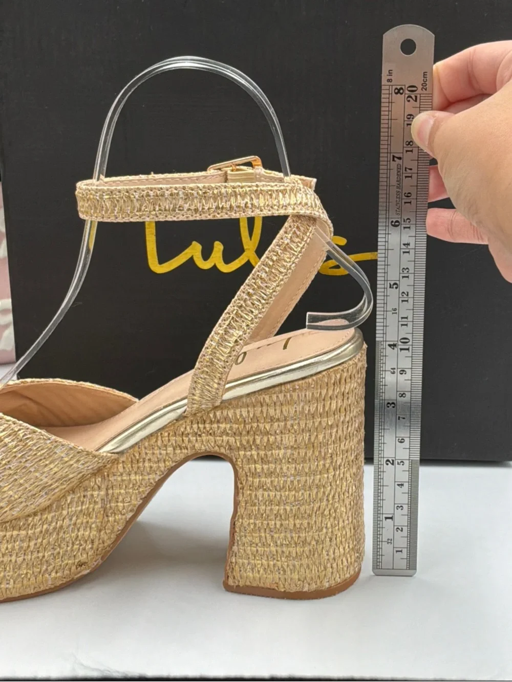 Lulu's Gold Braided Platform Sandals with Ankle Buckle